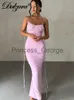 Abiti da festa Dulzura Sexy Y2K Abiti senza maniche Backless Lace Up Halter Increspato Bodycon Maxi Abiti 2023 Club Festa di compleanno Elegante x0629