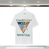 カサブランデザイナーメンズTラウンドピュアプリントカジュアルレディースルーズシルクカサブラックスツシャツ短袖Tシャツ高品質のティー