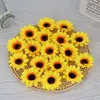 Flores secas, 10 Uds., 8cm, cabeza de flor Artificial de girasol de seda grande para decoración de cajas de boda, accesorios hechos a mano, flores falsas