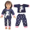 Acessórios para boneca gato fofo animal tubarão camiseta shorts conjunto de roupas pijama adequado para menina americana de 18 polegadas e bebê de 43 cm nascido OG brinquedo 230629