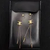 Golden Designer Glands Boucles D'oreilles Lady Dangle Longs Pendentifs Goujons D'oreilles Femmes Fête De Mariage Bijoux Ce Cerceaux Boucle D'oreille Lustre