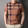 Heren Polo's MLSHP 100 Katoen Golf Polo Shirts Luxe Korte Mouw Plaid Business Casual Mannelijke T-shirts Zomer Slanke man Tees 3XL 230629