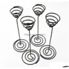 Garden Decorations Air Plant Stand Holder Black Iron Spiral Flower Airplant Container Tillandsia Xb1 Drop Delivery Home Patio Lawn Dh7As