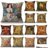 Taie d'oreiller Vintage Européen Art Nouveau Mucha Canapé Ers Maison Taie D'oreiller Décorative Beautif Fille Motif Coussin Er Jk2103Xb Drop Del Dhlgr