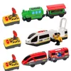 ElectricRC Parça RC Elektrikli Tren Seti Kamyon Manyetik Tren Döküm Yuvası Araba Oyuncak Ahşap Demiryolu Tren Parça için Fit Doğum Günü Noel Hediyesi 230628