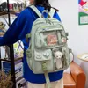 Школьные сумки Kawaii Женская сумка через плечо Опрятный стиль Многофункциональный рюкзак большой емкости для девочки-подростка Мультфильм Водонепроницаемый ноутбук 230629