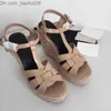 Sandalen Merknaam Lady wedges Eerbetoon lederen wedge espadrille sandalen Vrouwen wedge sandaal hoge hakken schoenen luxe design Z230629