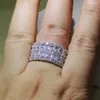 Anillos de racimo tamaño 5-10 Vecalon joyería de lujo hecha a mano Original Marquesa corte cinco filas 5A Zirconia cúbica CZ fiesta boda mujeres anillo de banda