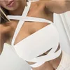 Kvinnors tankar Summer Sexig criss Cross Halter Bandage Crop Top Tank Cut Out Bustier Cami