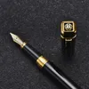 Pennor Hero 979 Square Cap Metal Fountain Pen Black With Golden Plates Clip Iridium Fine NiB 0,5 mm Skrivbläck för kontorsföretag