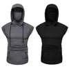 MXMA Herren-Tanktops, Herren-Trainingsweste, Oberteil mit integrierter Maske, Kapuze, ärmellos, für Fitnessstudio, Sport-Shirts