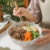 Tigelas de cerâmica para macarrão de 8 polegadas Grande sopa Recipiente para salada Design floral Mistura para forno de micro-ondas Louça segura