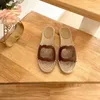Designer women's interlocking cut out slide sandals Brown leather women slipper sculpted cord platform sole luxury shoes 03
