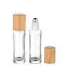 Bottiglie di stoccaggio 6 pezzi Rotolo da 10 ml su vetro per rullo di olio essenziale Contenitore ricaricabile con coperchio in bambù cosmetico