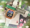 drie naalden fiber hout wave kast horloge 43mm fashion heren rubberen band klok klassieke royale japen VK quartz chronograaf auto datum valentijnsdag geschenken horloges