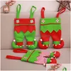 Juldekorationer Elf Candy Påsar Santa Spirit Treat Pocket Decor Holiday Party Gifts Xmas Decoration JK2010XB Drop Delivery Home Dhngw