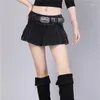 Etekler Ultrashort Vintage Denim Düşük Bel Etek Kadın Seksi Bir Çizgi Kafatası Kemer 2023 Y2K Sıkı Streetwear Mini Club