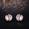 Boucles d'oreilles à tige YangFx couleur argent élégantes et naturelles pierre de clair de lune bijoux colorés en pierres précieuses bleues