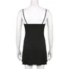 Casual Dresses Sexy Slip Dress Women Bodycon Black Mini Cute Sweet Bow Lace Trim Summer 2000s Aesthetic Goth Clothes