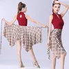 Stage Wear Women Latin Dance Skirt For Woman Plaid Skirts Adult Ballroom Competition Dancing Hip Triangle Wrap Practice Hips Scarf