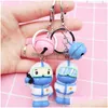 Keychains Lanyards Resin Epidemic Prevention Memorial Keychain Cute Cartoon Character Doctor Nurse Key Chain Creative Souvenir Stu Dhaps