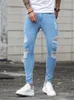 Mens Jeans Streetwear Ripped Skinny Stretch Man Fashion Estroyed Denim Pants Solid Color Men Casual Slim Hip Hop Trousers Male 230629