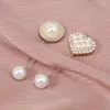 Broches 3 pièces/ensemble élégant perle amour strass incrusté broches droite insérer écharpe broche broche assorti musulman Hijab Clips petit Broo