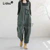 Kobiety Jumpsuits Rompers Vintage Oversizee Pockets Streetwear Casual Rompers Spring Autumn Women Korean Baggy Haren kombinezon kombinezon tkanina J230629