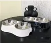 Jhdisi Dog Bowls المغذيات وعاء الحيوانات الأليفة مزدوجة قطة بلاستيكية الطعام الأكل ماء حاوية PVC وعاء الشراب المنزل