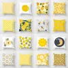 Almofada/decorativa série amarela desenho animado flores capa de sofá itens domésticos decoração para casa capa de almofada geométrica macia R230629