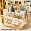 Large Capacity Pencil Case 2023 Simplicity Multi-layer Stationery Storage Bag Makeup Brush Zipper Pouch