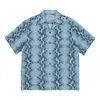 Mäns klänningskjortor sommar män kvinnor hawaiian lapel topp tee kort ärm orm mönster skjorta 230629