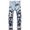 Designer Jeans European Jean Hombre Mens Pants Trousers Biker Embroidery Ripped for Trend Cotton Fashion Men Cargo K3xc#