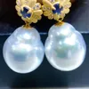 Boucles d'Oreilles Saphir Naturel Baroque Blanc Perle de la Mer du Sud Pendentif Argent 925