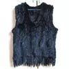 New Fashion Women Real Rabbit Fur Vest With Tassel Lady Knitted Natural Rabbit Fur Waistcoat Coat Lady Quality Casual