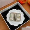 Broches Broches 2Color Gold Sier Luxury Esigner Lettres Célèbre Double Lettre Pins Strass Costume Pin Bijoux Accessoires Drop Deliver Dhcdp