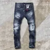 Jeans da uomo Hole Lettera Patchwork Uomo Jean Noir Homme Pantaloni da moto Punk Hip Hop Retro Blu Strappato Designer Street 230629