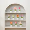 Flores decorativas Ins Style Crochê Tulipa Tecido Feito à Mão Buquê Planta Artificial Vaso Flor de Malha Decoração de Casamento Presentes do Dia das Mães