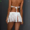 Women's Swimwear Womens Boho Beach Tassel Mini Skirt Music Festival Party Club Hip Scarf Belt Wrap Crochet-Cover Up