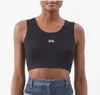 Damestanktopjes Camis Anagram-geborduurde tanktop van katoenmix Shorts Designer Nylon Yogapak O-hals Mouwloos Sportbeha Vest Effen Elastisch Femme Loewe Tanktop