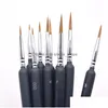 Painting Supplies 10Pcs/Set Miniature Paint Brushes Detail Brush Thin Hook Line Pen For By Numbers Oil Watercoloring Jk2101Xb Drop D Dhlao