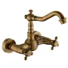 Robinets d'évier de salle de bain bassin antique évier de cuisine mitigeur robinet pivotant rétro Bronze mode Style mural H5588 230628