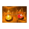 Candle Holders Glass Crown Vase Holder Home Wedding Decor Romantic Dinner Candlestick Drop Delivery Garden Dh87V