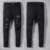 Schwarze zerrissene Jeans Miri Jeans Herren Designer Knie Skinny Straight Größe 28-40 Motorrad Trendy Long Hole High Street Denim Bin gestapelt