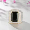 With Side Stones Sapphire Gem Gold Ring for Men Women Vintage Cool Punk Rings Male Jewelry Accessories Nightclubs Bars 18K 230629