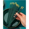 Chopsticks Premium Reusable For Sushi Japanese Matte Anti-Slip Chop Sticks Dishwasher Safe 9.6 Inch Xb Drop Delivery Home Garden Kit Dh2Ul