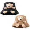 Winter Warm Bucket Hat 3D Stuffed Teddy Bear Wide Brim Plush for Adults Children