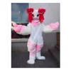 Pink Husky Fox Pelliccia media e lunga Costume mascotte volpe Top Cartoon Personaggio a tema anime Carnevale Unisex Adulti Taglia Natale Festa di compleanno Abito da esterno