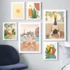 Boho Travel Affiche Botanical Canvas peinture minimaliste de plante tropicale Art Impression de mur nordique pour le salon Affiches intérieures à la maison sans cadre