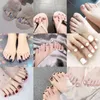 Faux ongles pour femmes bout court bouts de pied couverture complète français faux ongles paillettes 2023